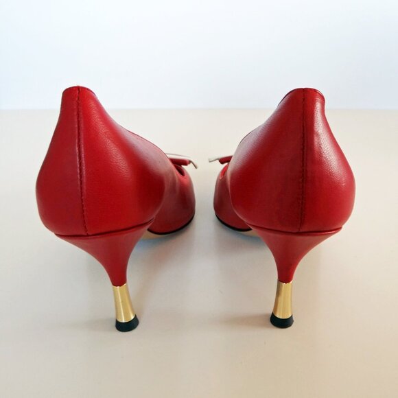 NEW!! BEAUTIISOLES Jennifer Red Italian Leather Pointed Toe Pump Size 7 1/2 - Picture 4 of 10